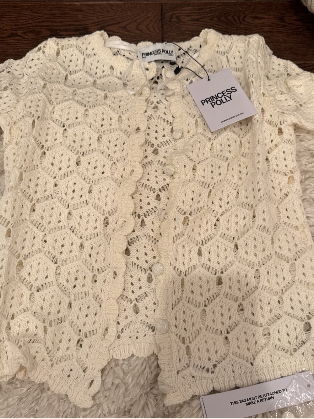 Princess Polly Cream Crochet Short Set - Picture 3 of 5